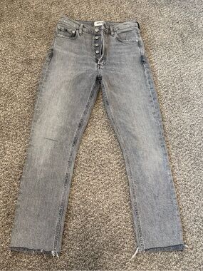 Agolde Washed Gray High-Rise Straight Jeans with Button Fly size 25
